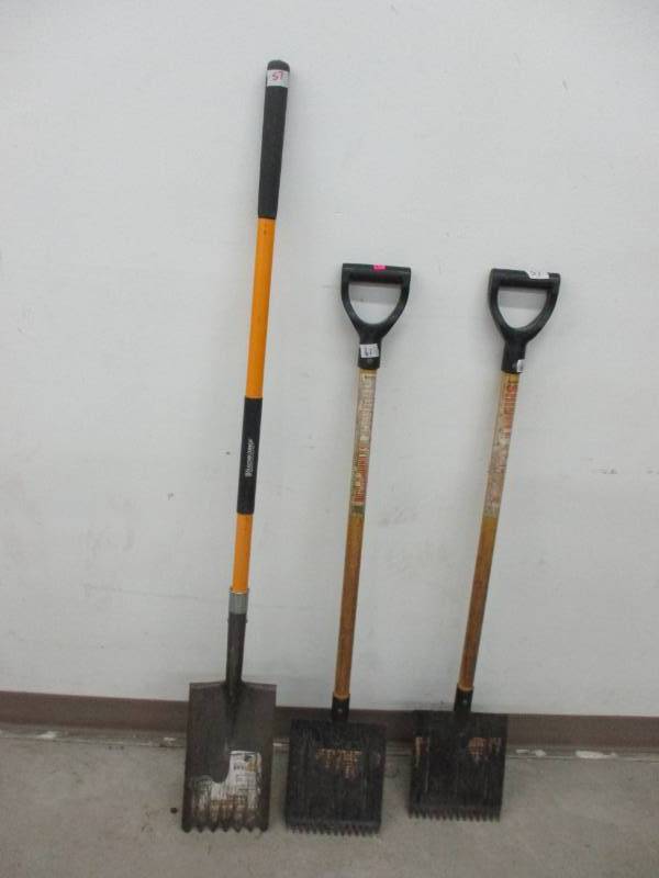 lot 57 image: THREE nice Shingle Shovels