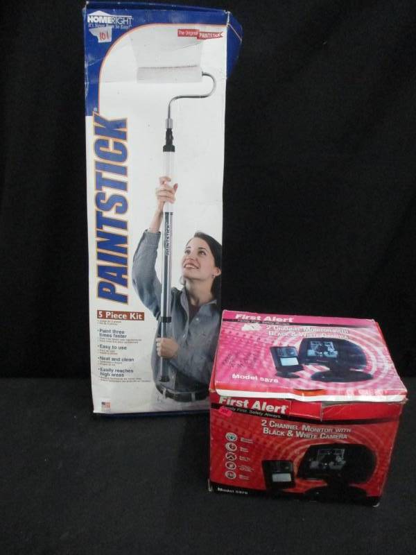 lot 101 image: Black and White Security Monitor and Paint Stick