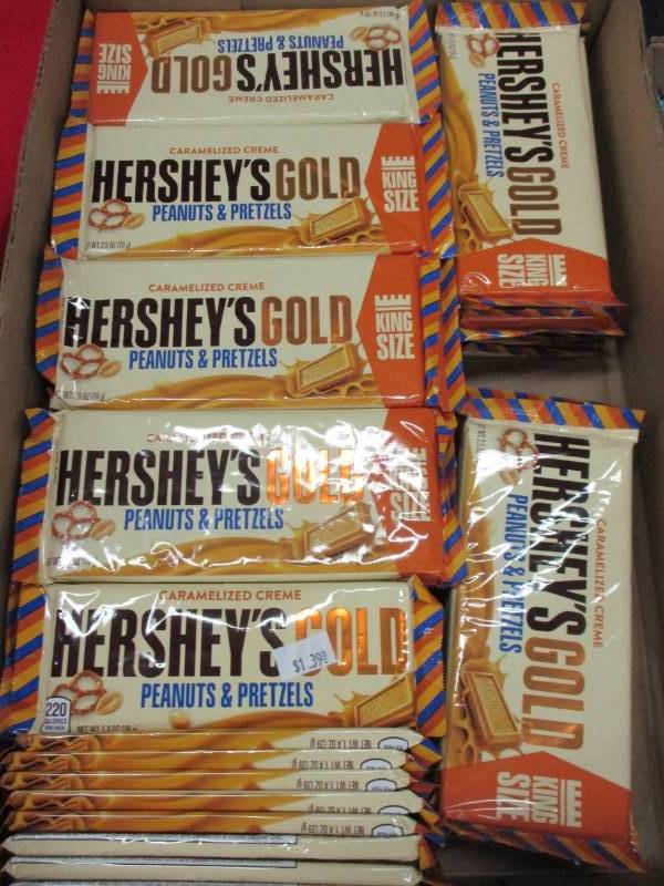 lot 133 image: 56 large Herseys Gold Candy Bars