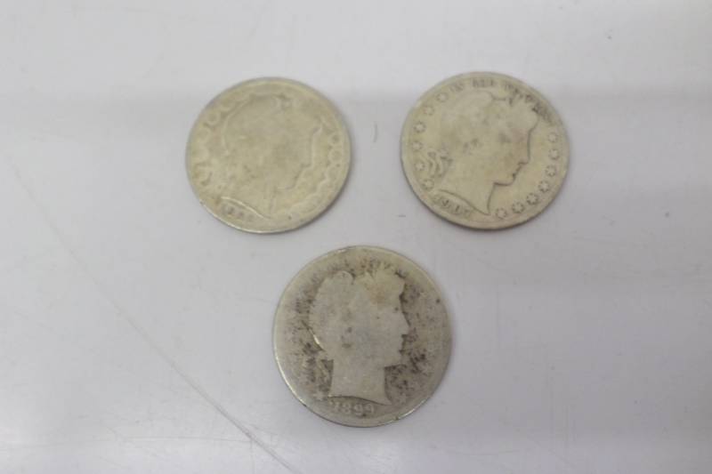 lot 76 image: 3 Barber Halves 1896, 1899-S, 1907-D