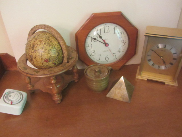 Wood Globe, Clocks