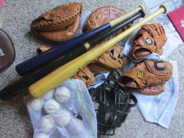 Catchers Mask, Gloves, Bats