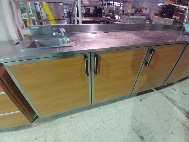 lot 46 image: Duke 2 Door Prep Station with Hand Sink on Legs - Model # SUB-PS-60-LM - 60 x 29.5 x 40 with 16 RightLeft Side Splash and 4 Back Splash - NSF Approved