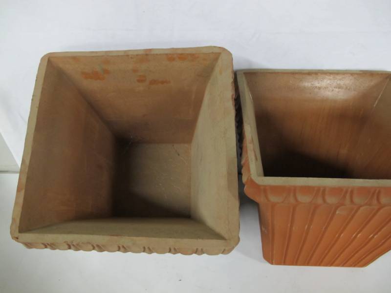 lot 18 image: Pair of Caffo Euracast Faux Brick RedOrange Planter Pots