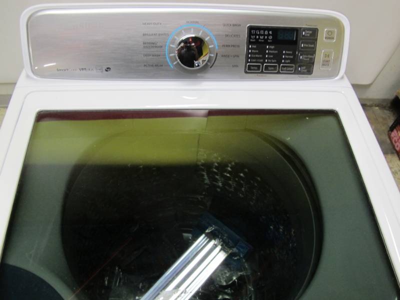 lot 116 image: Samsung WA50M7450AWA4 WA7450 5.0 cu. ft. Top Load Washer - NEW No Box