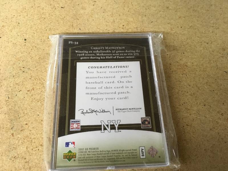 lot 65 image: Christy Mathewson Patch Card 0710