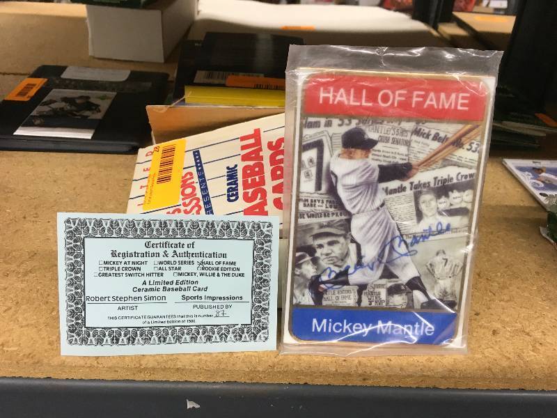 lot 64 image: Mickey Mantle Limited Edition Ceramic Baseball Card 871,500 W COA