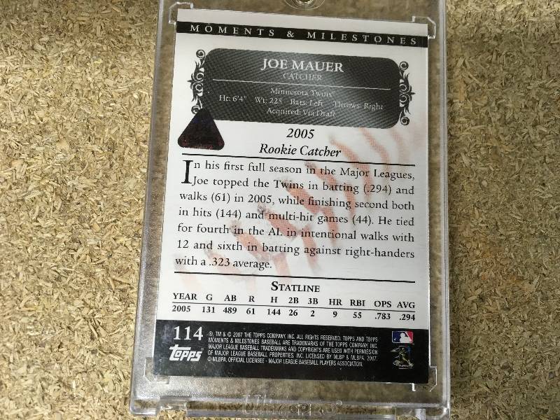 lot 91 image: Joe Mauer 110 Hits Card