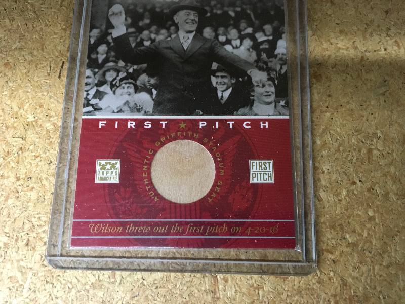 lot 79 image: Griffith Stadium Seat Woodrow Wilson First Pitch Card