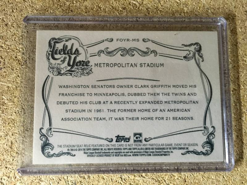 lot 52 image: 2014 Topps Allen & Ginters Metropolitan Stadium Card