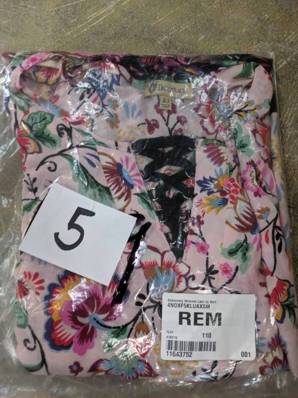 lot 5 image: Democracy Womens Ruffle-Sleeve Lace-Up Top size XS NEW