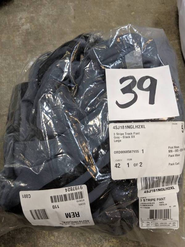 lot 39 image: adidas Mens 3-Stripe Track Pant grayblack 2XL NEW