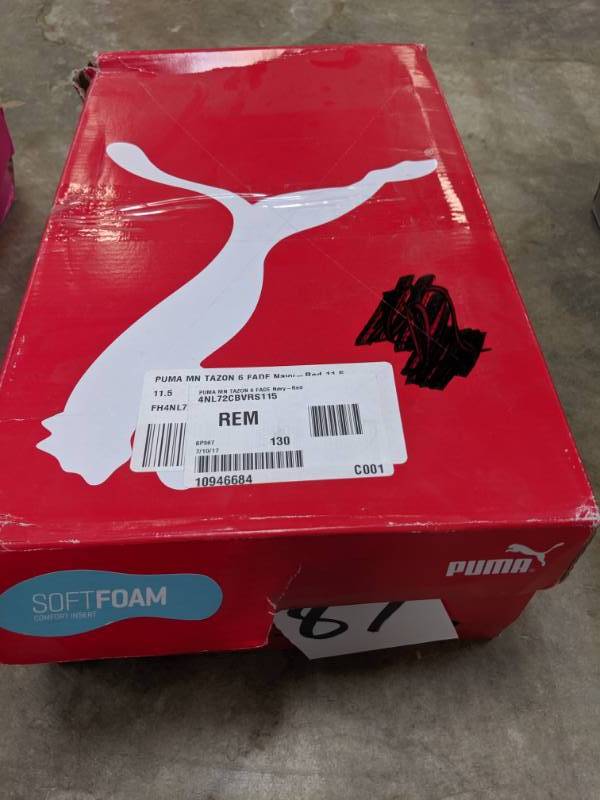 lot 87 image: Puma Mens Tazon 6 Fade Running Shoe peacoathigh risk red 11.5 NEW
