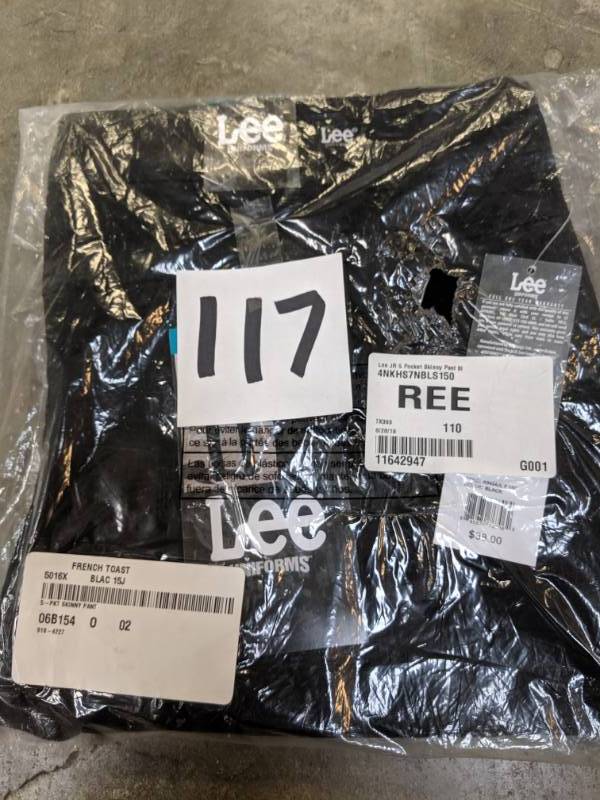 lot 117 image: Lee Uniforms Juniors 5-Pocket Skinny Pant black 15 NEW