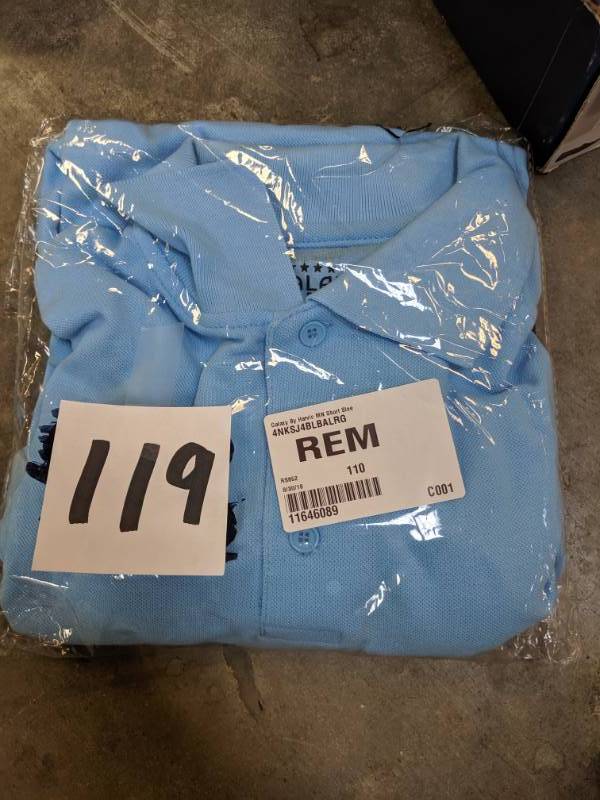 lot 119 image: Galaxy by Harvic Mens Short-Sleeved Pique Polo Shirt Light Blue L NEW