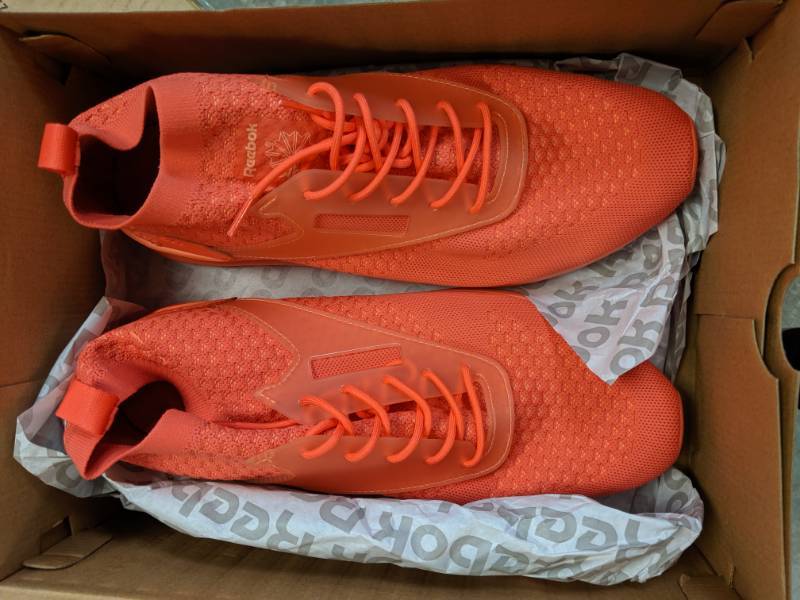 lot 2 image: REEBOK MEN ZOKU RUNNER ULTRAKNIT HEATHERED SNEAKERS -Size 13 - Fire Coral NEW IN BOX