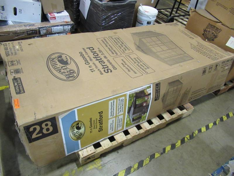 lot 98 image: Hampton Bay 11 ft. x 11 ft. Aluminum Full Screen Sliding Door Gazebo FSC17008 - Missing 2nd Box