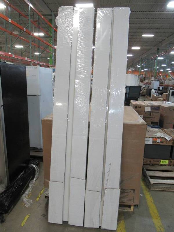lot 65 image: Pair of Impact Plus 32 in. x 96 in. Smooth Flush Primed Solid Core MDF Interior Closet Bi-Fold Door with Matching Trim, P3422880M.