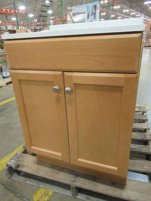 Project Source 24.5-in Golden Single Sink Bathroom Vanity with White Cultured Marble Top