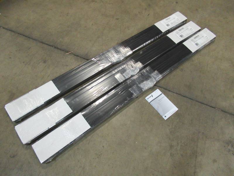 lot 141 image: Barrette 6 X 36 Railing Kits - 3 Deck Panels with Top and bottom Rails and Square Balusters in Black.