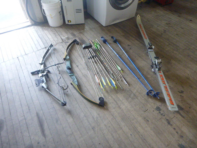 lot 28 image: Bow, Arrows and Skis