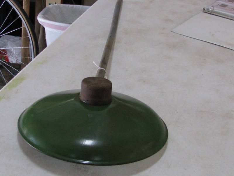 lot 3 image: Green Enamel Gas Station Light