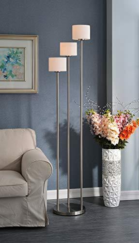 lot 44 image: Kenroy Home Matrielle 3-Light Torchiere Floor Lamp 72 Inch Height Brushed Steel Finish 21377BS