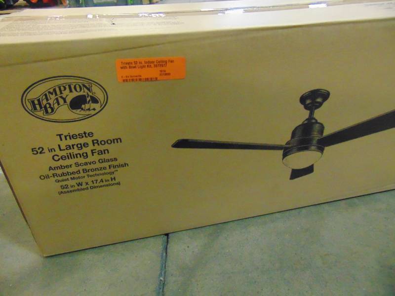 Hampton Bay Trieste 52 In Indoor Ceiling Fan With Bowl Light Kit