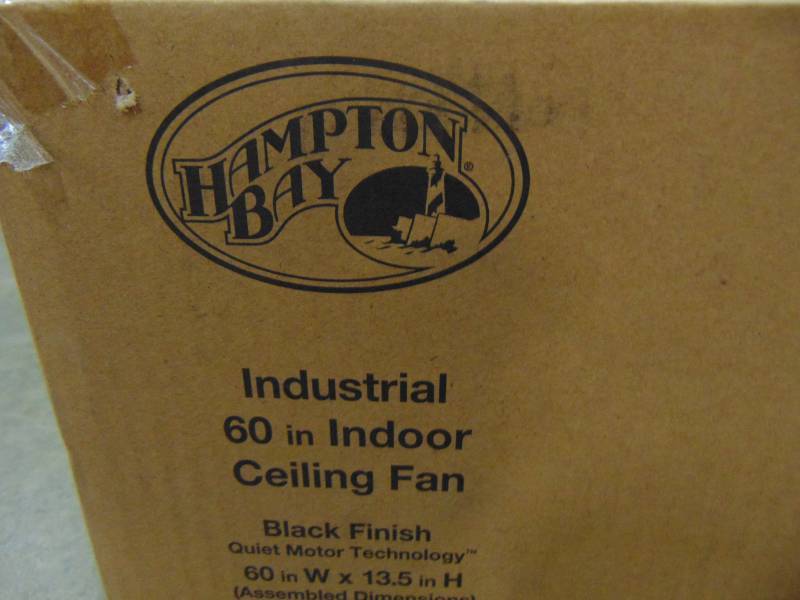 lot 78 image: Hampton Bay Industrial 60 in. Indoor Black Ceiling Fan with Wall Control 3580818