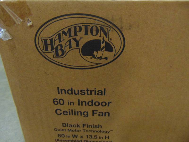 lot 82 image: Hampton Bay Industrial 60 in. Indoor Black Ceiling Fan with Wall Control 3580818