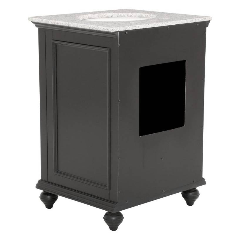 lot 118 image: Newport 25 in. W x 21-12 in. D Bath Vanity in Black with Granite Vanity Top in Gray 9085-VS25H-BK