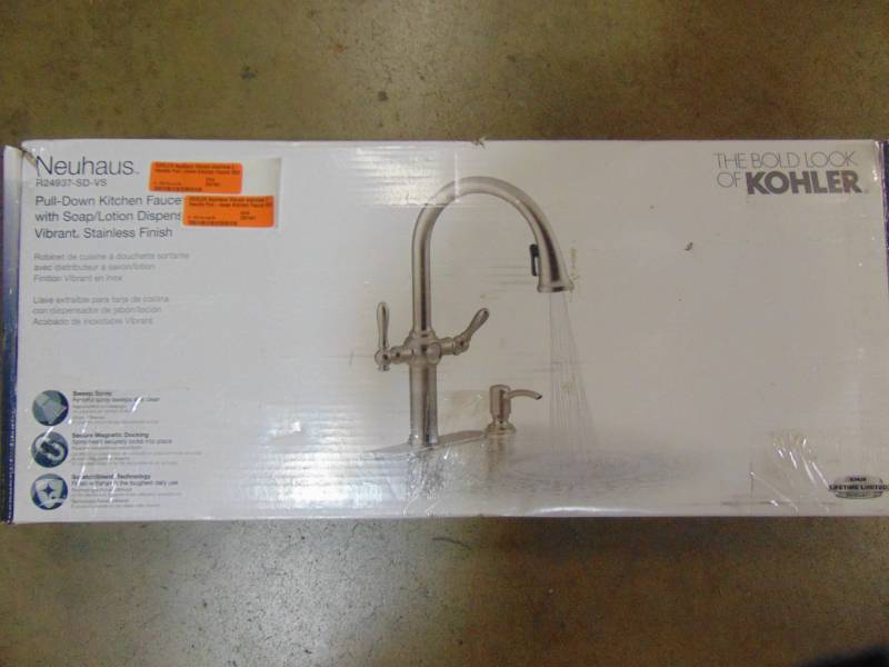 lot 119 image: KOHLER Neuhaus Vibrant stainless 2-Handle Pull-down Kitchen Faucet R24937-SD-VS