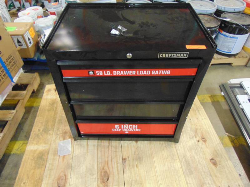 lot 308 image: CRAFTSMAN 1000 Series 26.5-in W x 32.5-in H 4-Drawer Ball-bearing Steel Tool Cabinet - Black CMST22741BK