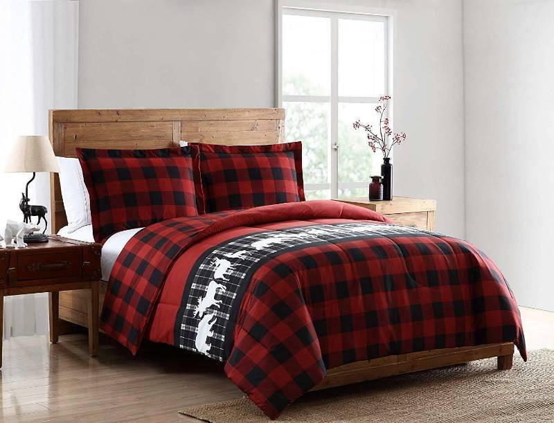 3-Piece King Plaid Comforter Set