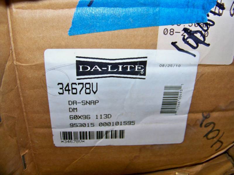 lot 29 image: Da-Lite, Da-Snap, 113 Diagonal, Fixed Frame Movie  Projection Screen - NEW in Original Box