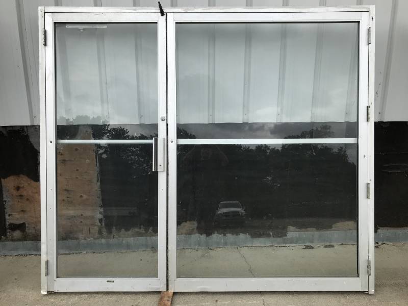 lot 62 image: Double Aluminum Frame Glass doors