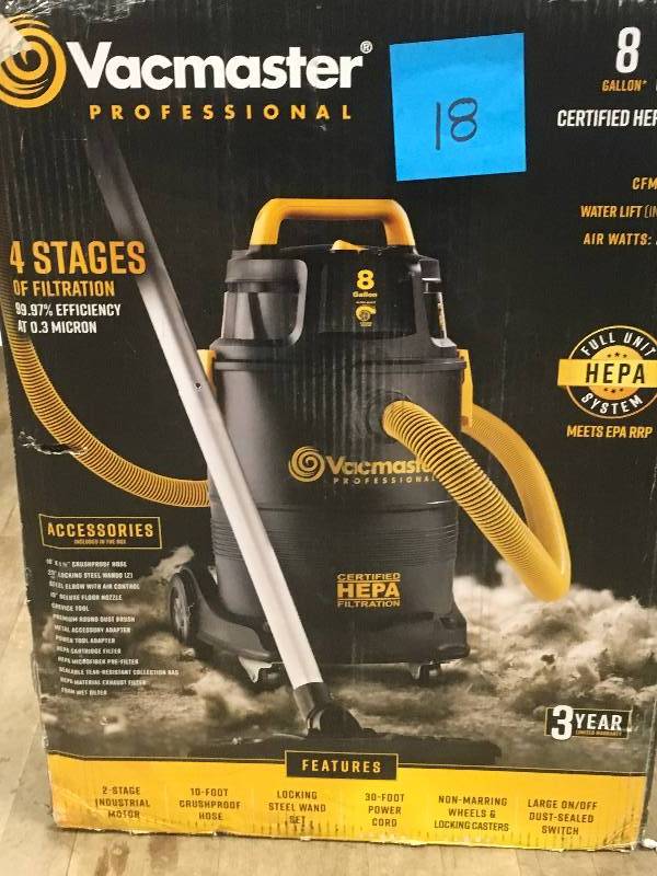 Vacmaster 8 gal. HEPA Industrial WetDry Vac with 2-Stage Motor not used