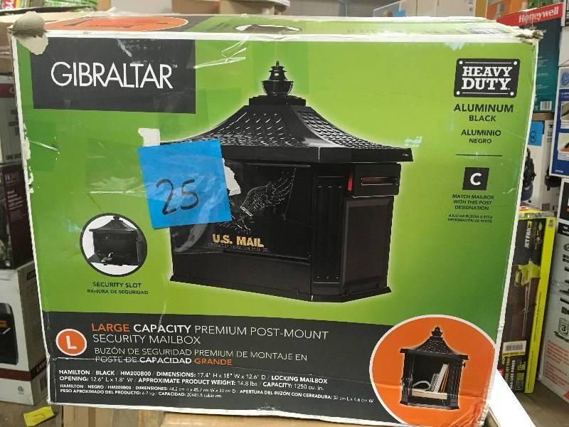 Gibraltar Mailboxes Hamilton Black Locking Aluminum Large Post-Mount Mailbox  in good condition