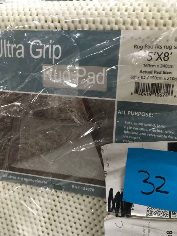 Tayse UGP1209 5x8 Cream Ultra Grip 5 x 7 1 4 Rectangular Non-Slip Area Rug Pad not used