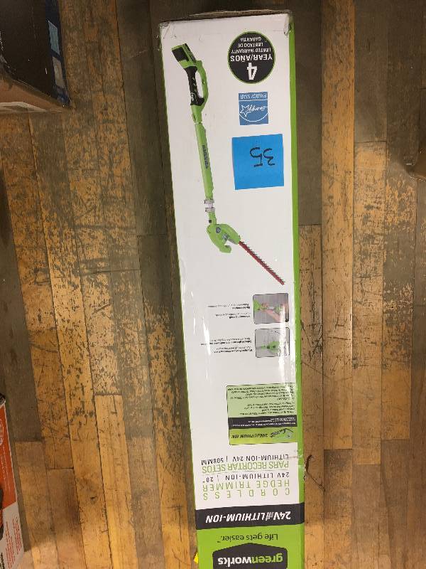 Greenworks 20 in. 24-Volt Cordless Hedge Trimmer - Battery and Charger Included not used