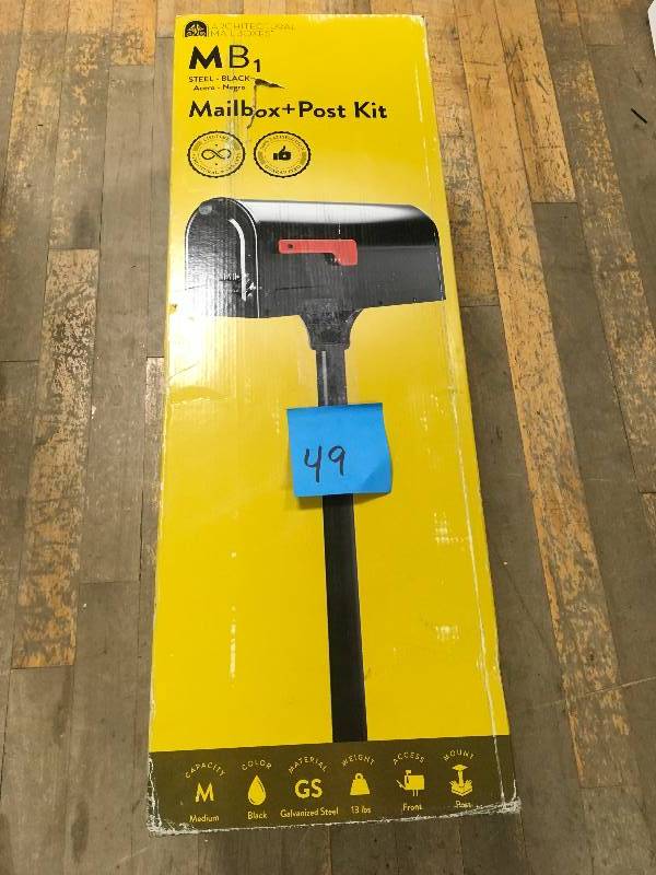 Architectural Mailboxes MB1 Post Mount Mailbox and 2 in. In-Ground Post Kit Black  in good condition