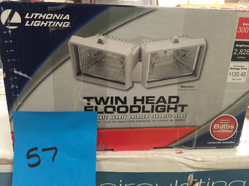 Lithonia Lighting 2-Lamp White Outdoor Flood Light not used