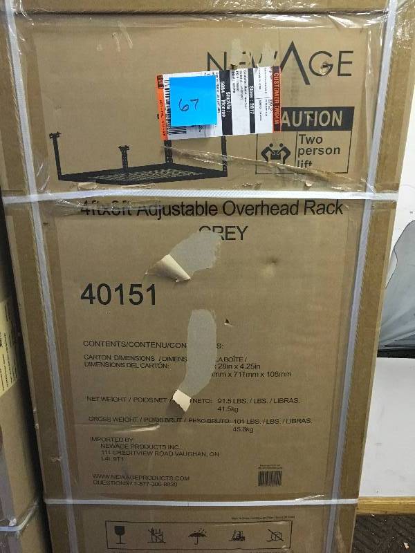 NewAge Products Performance 96 in. L x 48 in. W x 42 in. H Adjustable VersaRac Ceiling Storage Rack in Gray not used