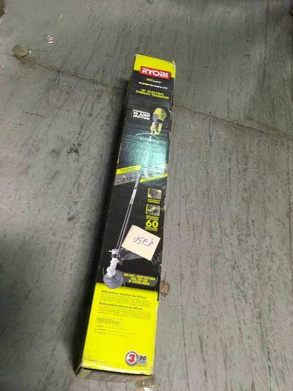 lot 5 image: RYOBI 18 in. 10 Amp Electric String Trimmer USED n good condition