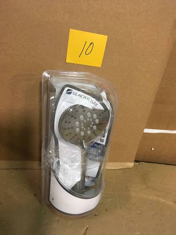 lot 10 image: Glacier Bay Modern 6-Spray Handheld Showerhead Kit with Pause Feature in Brushed Nickel n good condition