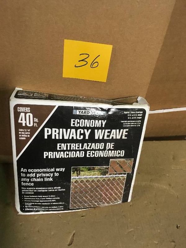 lot 36 image: YARDGARD 4 ft. H x 250 ft. W Brown Economy Vinyl Fence Panel Weave n good condition