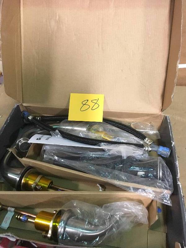 lot 88 image: Glacier Bay Builders 8 in. Widespread 2-Handle High-Arc Bathroom Faucet in Brushed Nickel in good condition