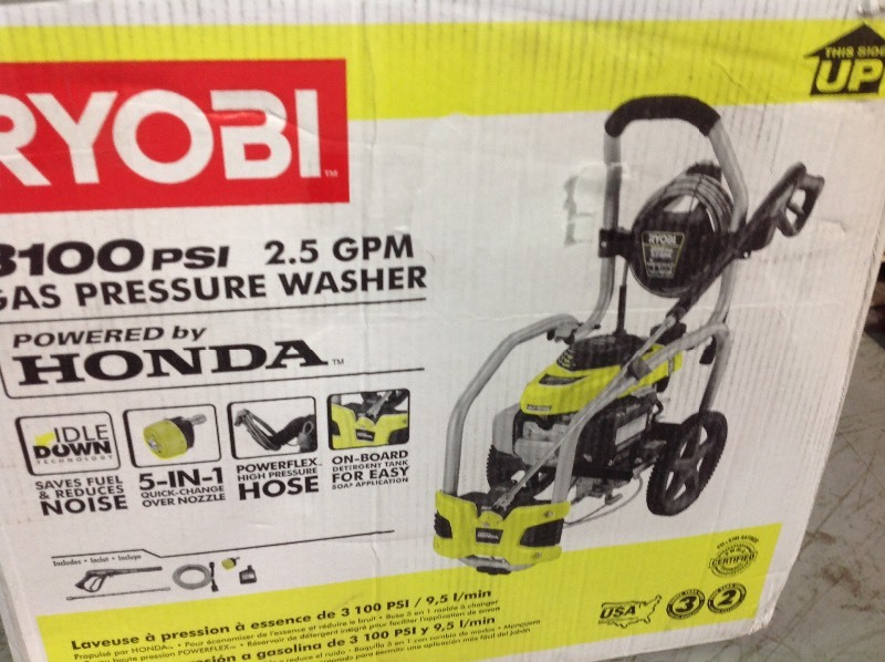 lot 112 image: RYOBI 3,100 PSI 2.5 GPM Honda Gas Pressure Washer with Idle Down in good conditions