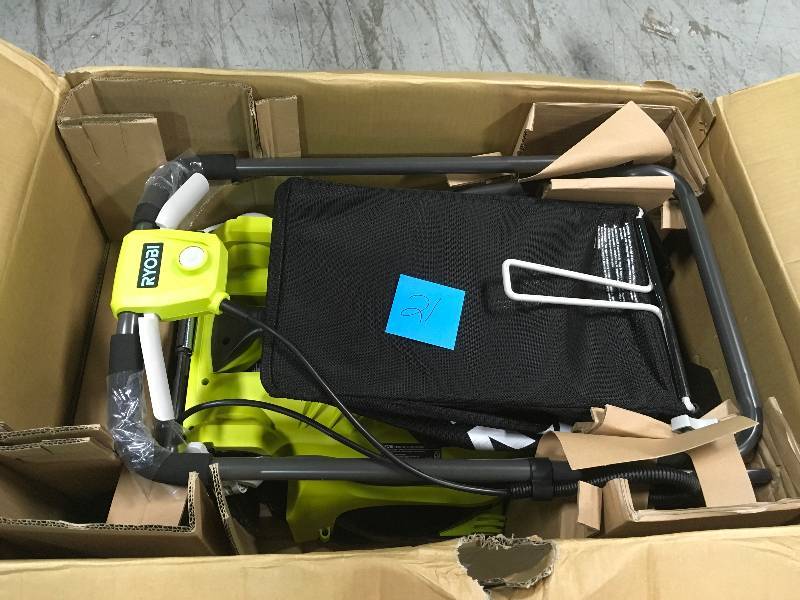 lot 21 image: RYOBI 16 in. ONE 18-Volt Lithium-Ion Cordless Battery Walk Behind Push Lawn Mower - BatteryCharger Not Included in good condition