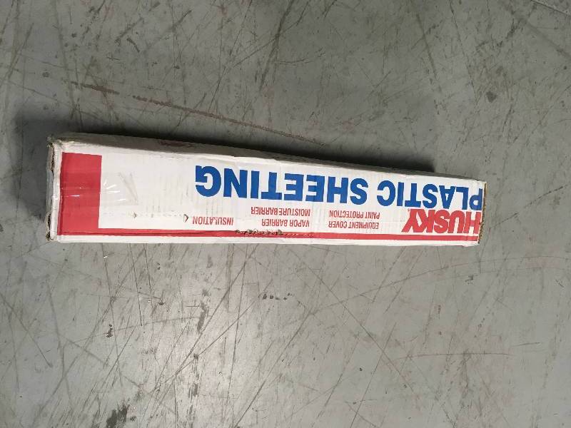 lot 33 image: HUSKY 9 ft. 4 in. x 100 ft. 4 mil Flame Retardant Plastic Sheeting not used